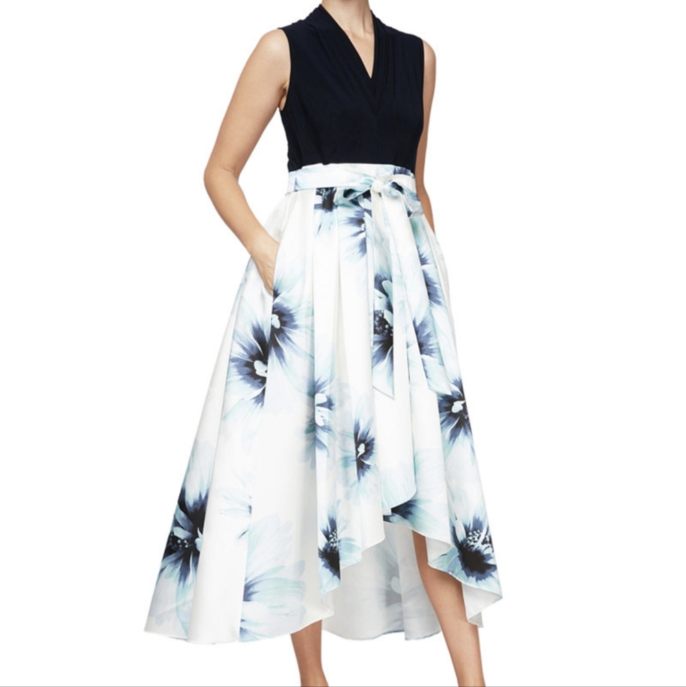 SL fashion cor block high low dress